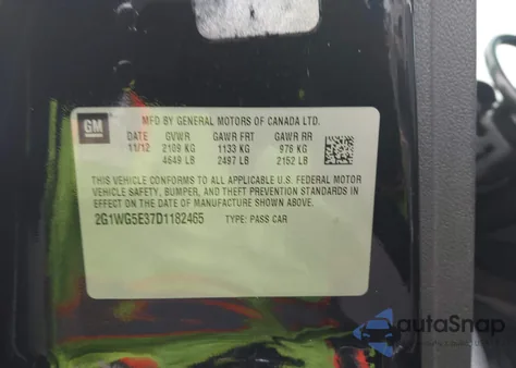 2013 Chevrolet Impala Lt из США, поврежденный, VIN 2G1WG5E37D1182465